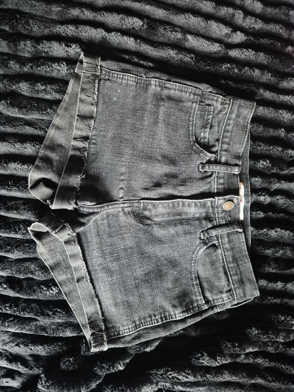 Hollister Black Women's Denim Shorts - Rolled Hem